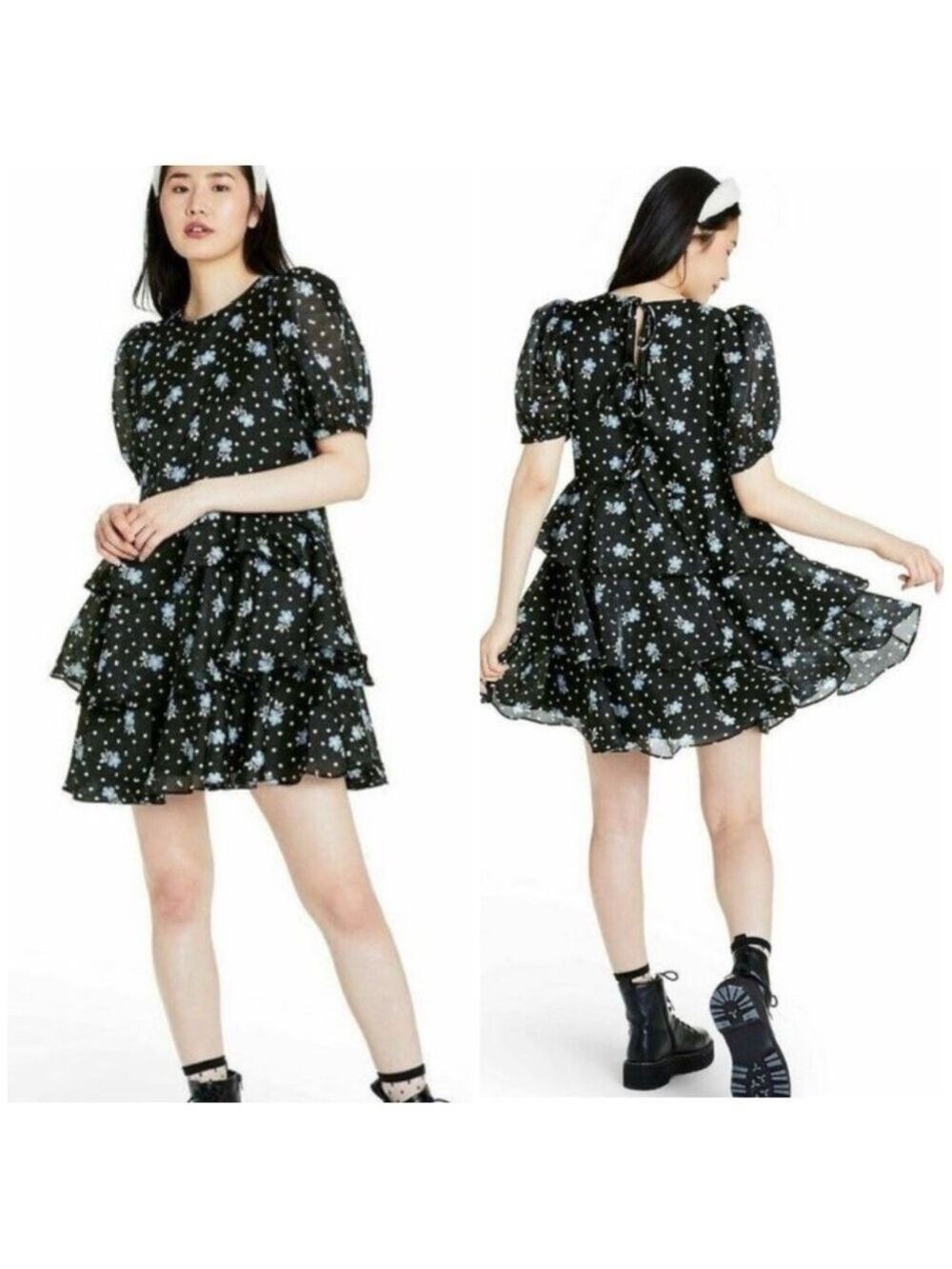 Sandy Liang x Target Swing Floral Print Short Sleeve Tiered Dress